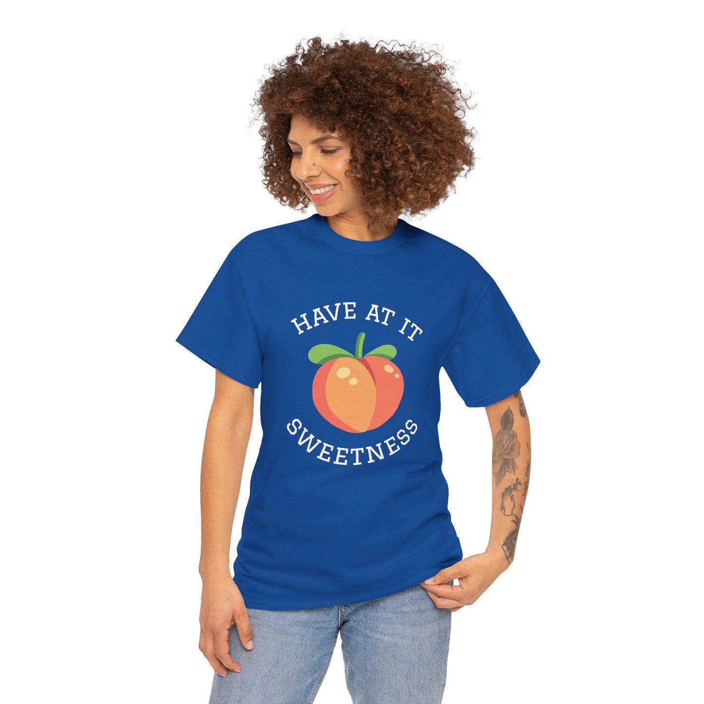 Peachy Cheer Unisex Heavy Cotton Tee - Have at it Sweetness, Gift Tee, Summer Style, Casual Wear, Positive Vibes