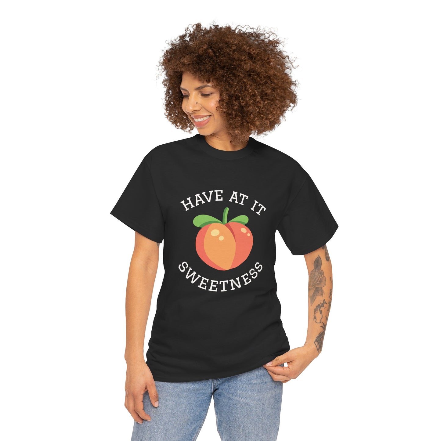 Peachy Cheer Unisex Heavy Cotton Tee - Have at it Sweetness, Gift Tee, Summer Style, Casual Wear, Positive Vibes