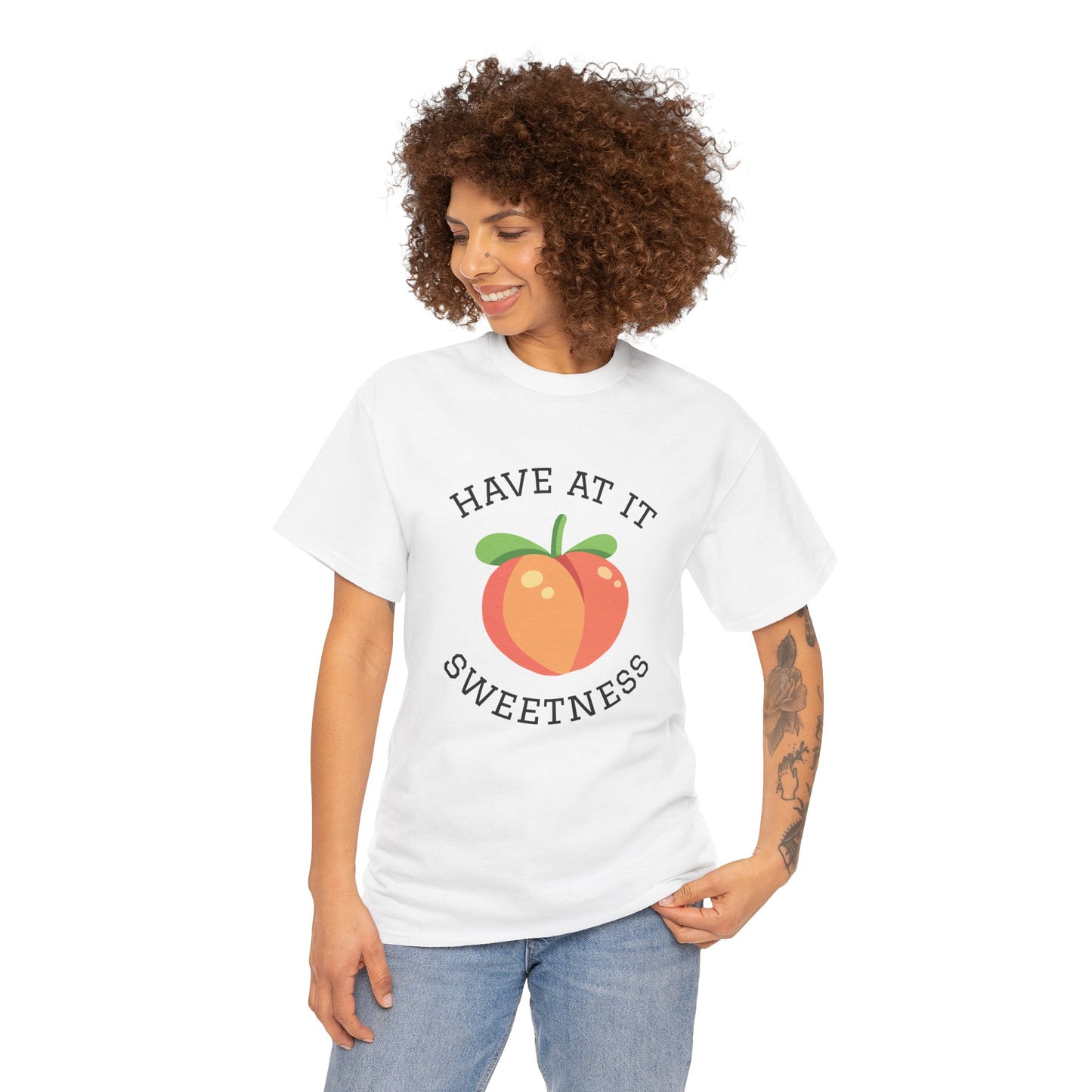 Peachy Cheer Unisex Heavy Cotton Tee - Have at it Sweetness, Gift Tee, Summer Style, Casual Wear, Positive Vibes