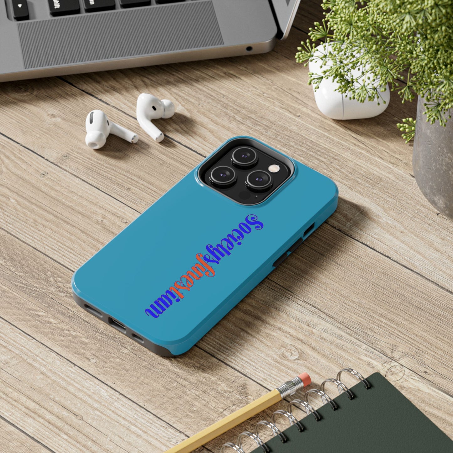 ‘Societys finest iam’ Blue Tough Phone Case — Glossy Protective Phone Cover